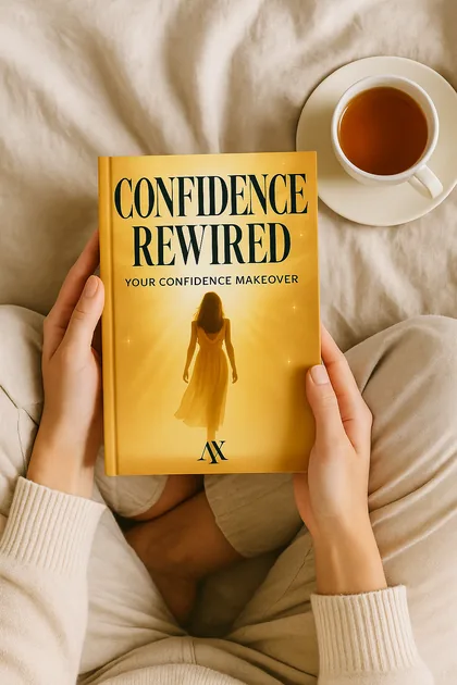 Confidence Rewired bonus guide held in hands next to a cup of tea